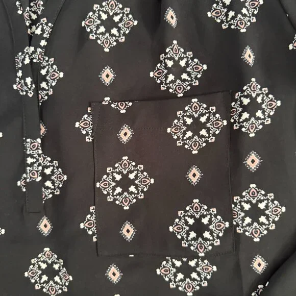 🔥 4 for $20 DEAL 🔥 Pleione Black Printed Blouse Size M - Picture 5 of 9